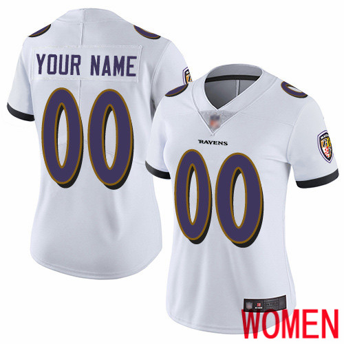 Limited White Women Road Jersey NFL Customized Football Baltimore Ravens Vapor Untouchable